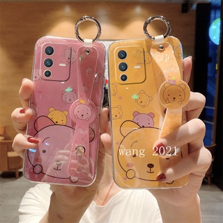 2022 New Phone Case เคส Vivo V23 V23 Pro V23e 5G Casing Cartoon All Inclusive Protective Soft Case with Wristband Stand เคสโทรศัพท