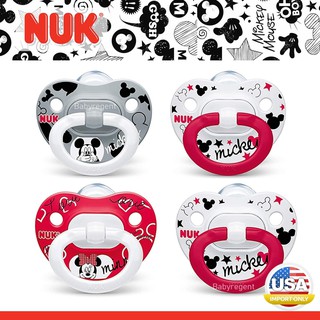 🎀AiiZ🎀 USA แท้ 100% จุกหลอก ฟันไม่เก ยี่ห้อ NUK Disney Mickey Mouse (สำหรับน้อง 0-6 เดือน)