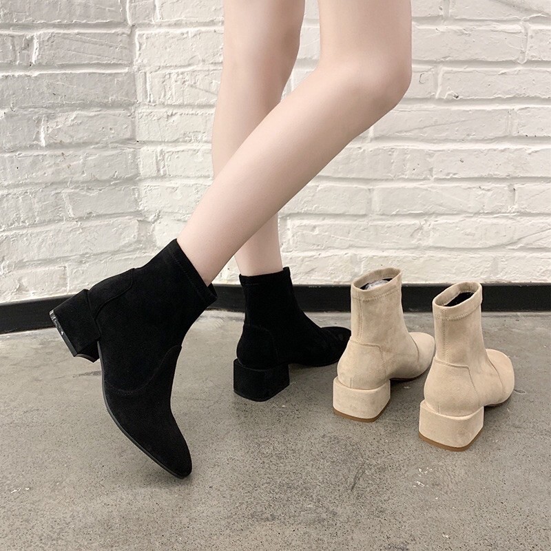 รองเท้าบูท กำมะหยี่ สีดำ *ส่งต่อ ไซส์399 ok