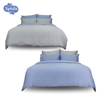 Synda ผ้าปูที่นอนรัดมุม Cotton satin ทอลาย Jacquard  500 เส้นด้าย รุ่น VASTNESSA BLUE/LIGHT GREY