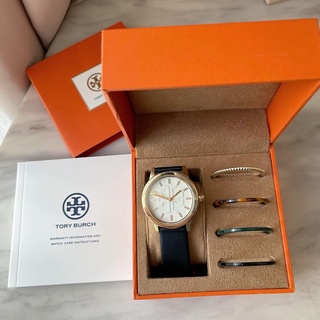 ของแท้100% พร้อมส่งที่ไทย🌈Tory Burch TBW2018 Gigi Leather Strap Black สายหนัง