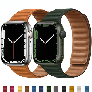 สายนาฬิกาข้อมือหนัง แบบแม่เหล็ก สําหรับ Apple iwatch 7 42 มม. 44 มม. 45 มม.