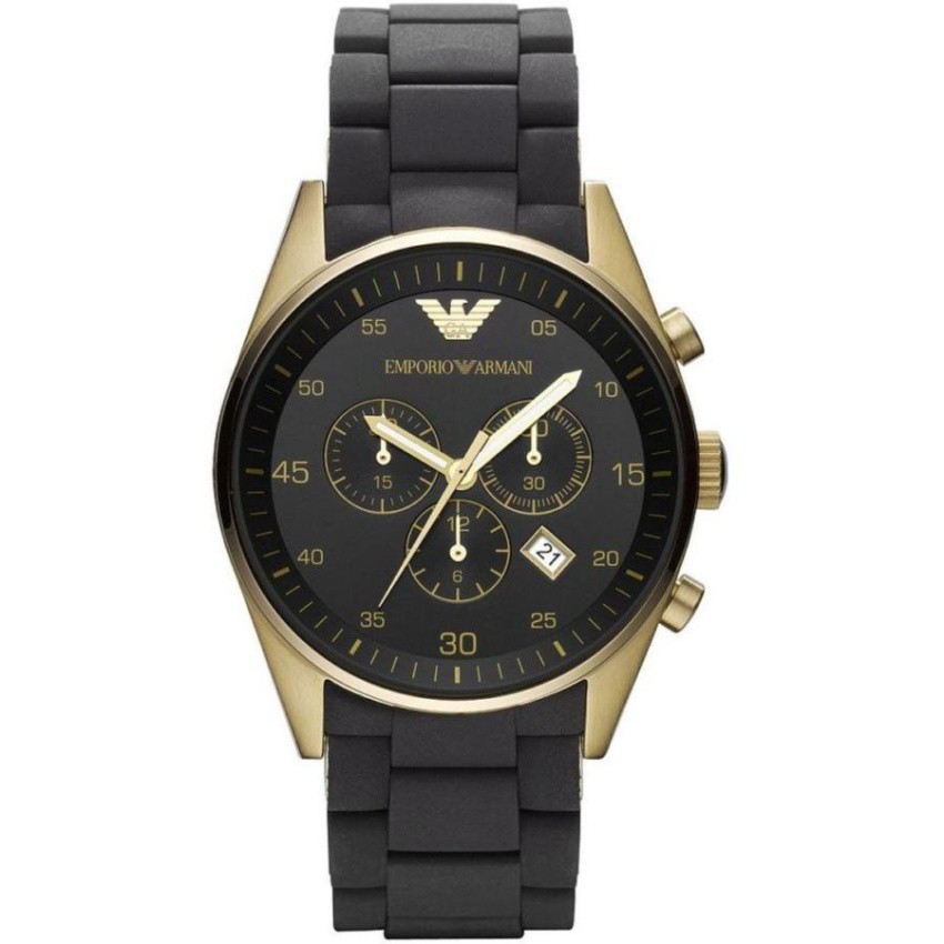 Emporio Armani Men's Black Silicon Gold Watch AR8023