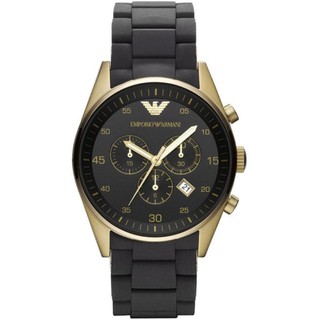 Emporio Armani Mens Black Silicon Gold Watch AR8023