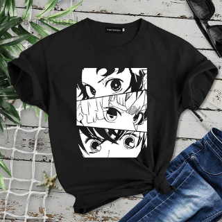 เสื้อยืดวินเทจ - Demon Slayer Kimetsu Yaiba Kamado Nezuko Tee เสื้อเชิ้ตลําลองสตรีทน่ารักแขนสั้นเสื