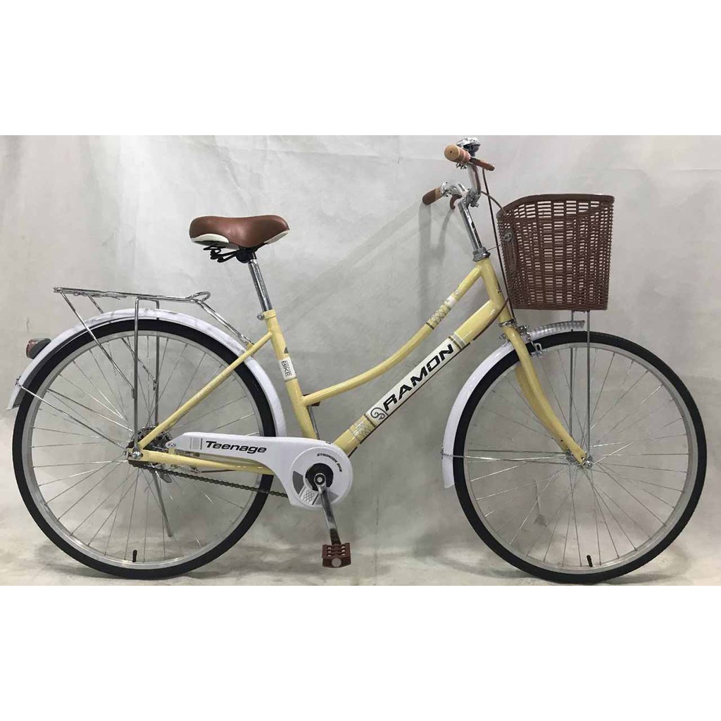 จักรยานแม่บ้านวินเทจ ใหม่ ราคาถูก ส่งฟรี แถมตะกร้าจักรยาน