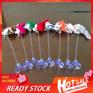 【พร้อมส่ง】ของเล่นหนู ขนนกเทียม แบบนิ่ม พร้อมจุกสุญญากาศ สําหรับแมว