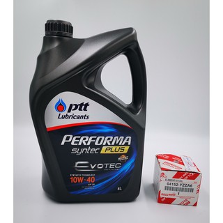 PTT Performa Synthc Plus EVOTEC 10w-40 ขนาด 4 ลิตร+กรองเครื่อง TOYOTA ลูกกระดาษ แท้เบิกศูนย์ รหัส.04152-YZZA6