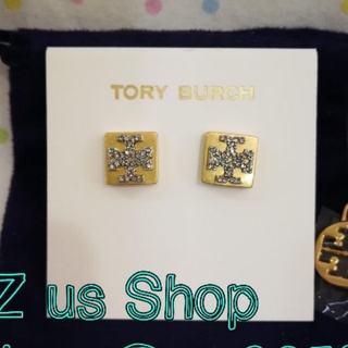 TORY BURCH BLOCK-T LOGO STUD Earrings (งานชอป).