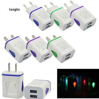 ts universal อะแดปเตอร์ที่ชาร์จสมาร์ท led 2 usb ports us/eu plug สําหรับเดินทาง