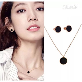 ส่งจาก🇹🇭สร้อยคอไทเทเนียมประดับจี้ (Black)Classic Circle(ไม่ดำสนิม)