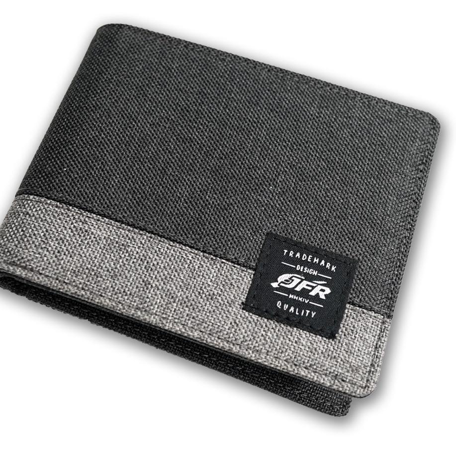 ว้าว. [myDaily.id] JFR Mens Canvas Wallet Canvas Leather Folding Wallet - JP13