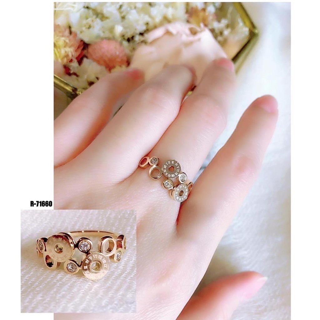 แหวนไทเทเนียมสแตนเลส/นําเข้า bvlgari zircon women& 39;s ring/แหวนไทเทเนียม bvlgari