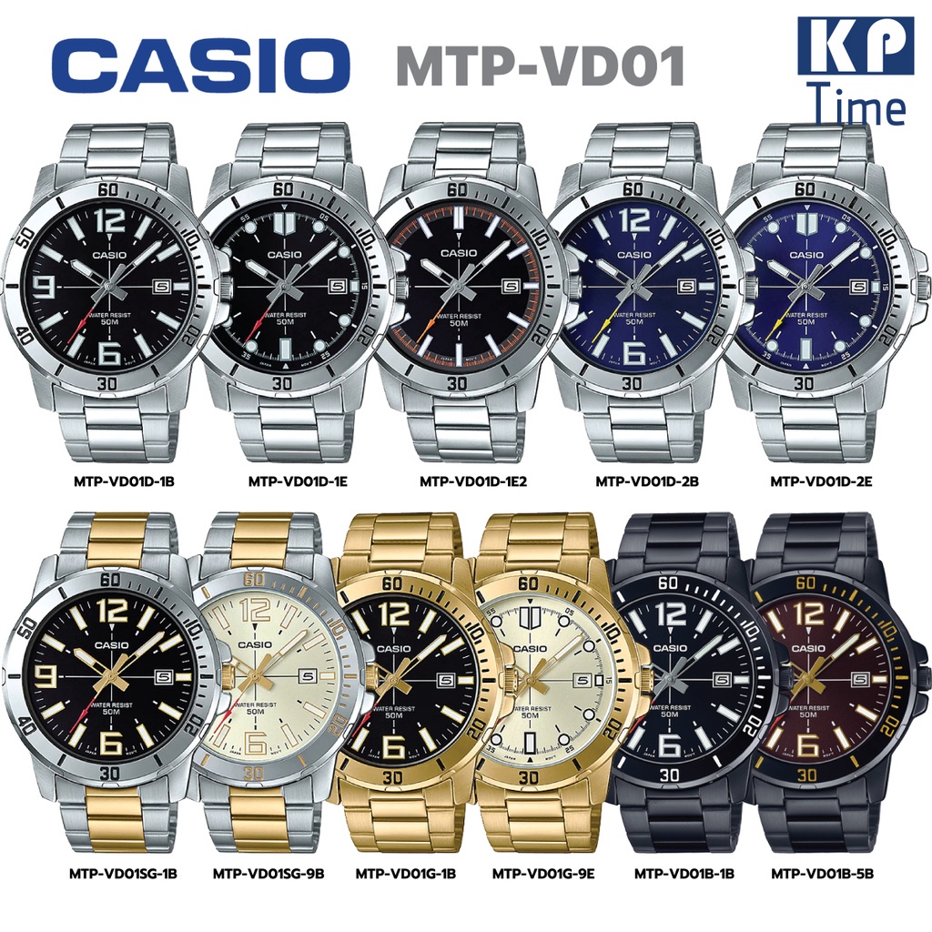 Casio นาฬิกาข้อมือผู้ชาย สายสแตนเลส รุ่น MTP-VD01 ของแท้ประกันศูนย์ CMG