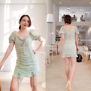 MASS Fashion : เดรสสั้น สีเขียวมินท์ Dress - Green Minty Girl : S