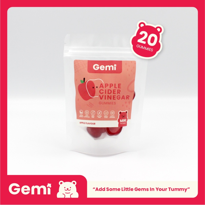 Gemi เจมมี่ แอปเปิ้ลไซเดอร์วิเนการ์ แบบซอง 20 เม็ด / Gemi Apple Cider Vinegar Medium pack 20 gummies / GemiGummi