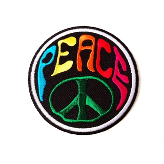 ตัวรีดสันติภาพ สัญลักษณ์ Peace สีรุ้ง วงกลม ไบค์เกอร์ งานเท่ห์ๆ ตัวรีด (Size M) อาร์มรีด อาร์มรีดติดเสื้อ