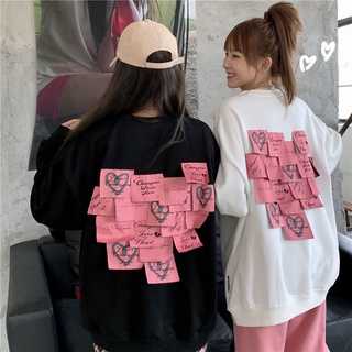 พร้อมส่ง เสื้อแขนยาวโพสต์อิทรูปหัวใจ  สเวตเตอร์คอกลม