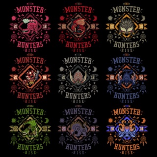 [COD]Monster Hunter Rise Joint เสื้อยืดสวิทช์เกมอุปกรณ์ต่อพ่วงเสื้อผ้าการพิมพ์สองมิติ Ins Tide แบรนด์แขนสั้น MenS-5XL