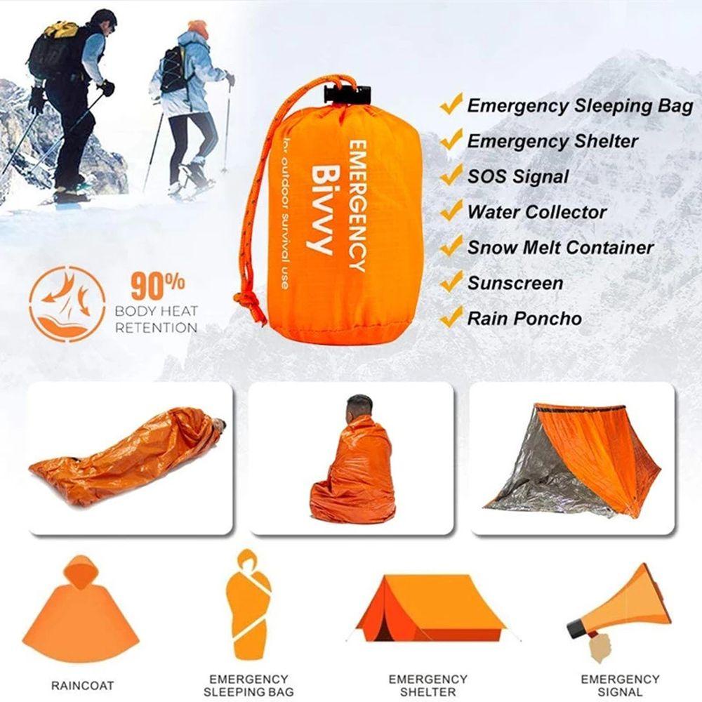 Keepin ถุงนอน Keep Warm Camping ผ้าห่มฉุกเฉินกลางแจ้งกันน้ําน้ําหนักเบา Windproof Survival ผ้าห่มกระเป๋า