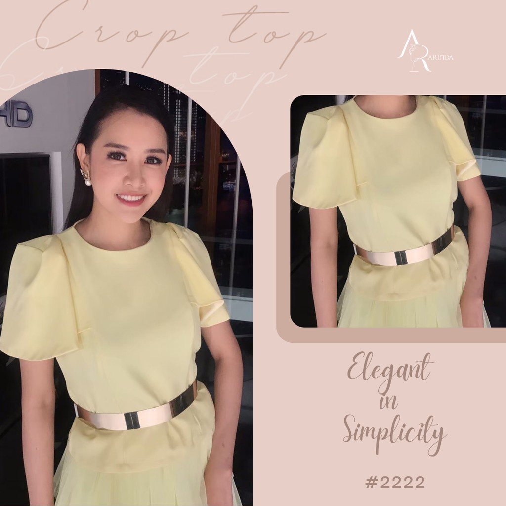 ac ARINDA Truffle Top 2222 : เสื้อแขนสั้น ไหล่ระบาย