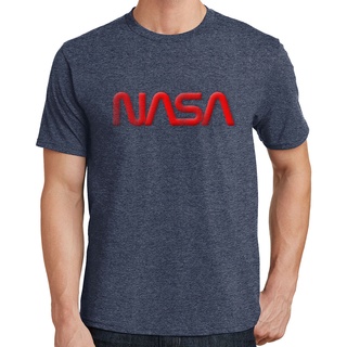 เสื้อยืดผ้าฝ้ายพิมพ์ลายแฟชั่น เสื้อยืด พิมพ์ลายกราฟฟิคโลโก้หนอน NASA สไตล์วินเทจ 814