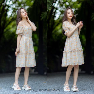 🧡Little Princess 🧡เดรสสีหวานละมุน สม็อคช่วงเอว **Tangerine Tulip