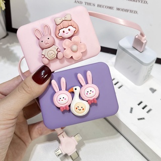 [พร้อมส่ง] สายชาร์จ 3in1 ม้วนเก็บได้ Fast Charge 3in1 สายเคเบิลข้อมูล น่ารัก พับเก็บได้ เหมาะ ลายการ์ตูน สายชาร์จ 3 หัว Appl0/Android/Type-C รองรับมือถือทุกรุ่น สายชาร์จ 3 in1 การ์ตูน3in1 สายเคเบิลข้อมูล น่ารัก พับเก็บได้ เหมาะ