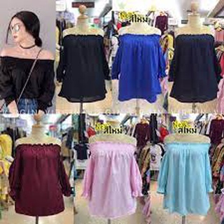 เสื้อPLUSSIZE เสื้อเปิดไหล่ อกฟรีไซส์52" สาวหนัก100+รุ่นนี้ใส่ได้นะจ้า  ทรงสม็อครอบตัว จั่มที่ปลายแขน  ใส่ได้2แบบ งานสวย