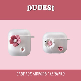 เคสหูฟังสเตอริโอ ลายดอกไม้ สีชมพู DIY สําหรับ Airpods 1 2 Airpods Pro Airpods 3