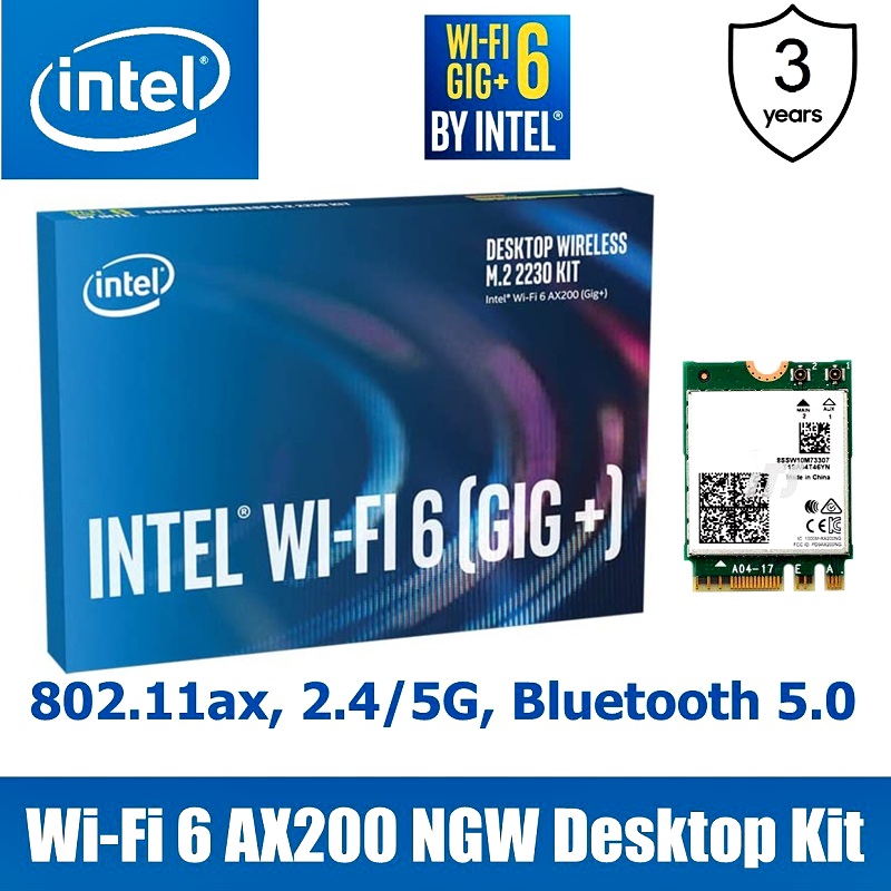 INTEL AX200 WIFI 6 (GIG+) DESKTOP KIT Wireless Adapter (M.2 key E) (AX200.NGWG.DTK)  Shopee 