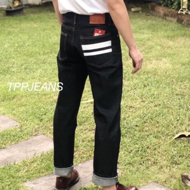 JXP Straight Raw Denim กางเกงยีนส์ชาย ผ้าดิบริมแดงแท้ 16oz. ทรงกระบอก แต่งแถบขาว Size 28-36 กระดุม รับชำระปลายทาง - รูปที่ 6