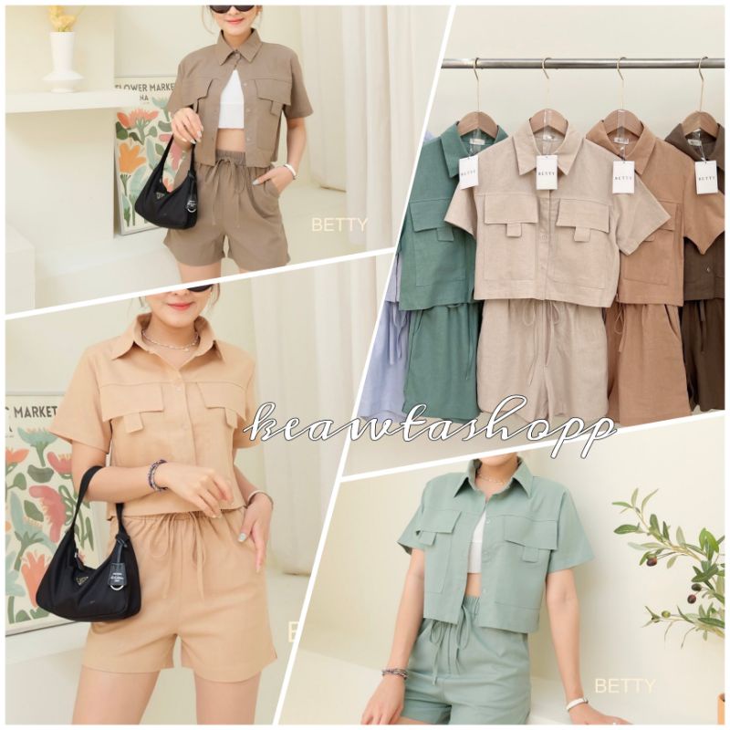 (ใส่โค้ด WQNJUG ลด 60 บาททันที!) ชุดเซท ชุดเซท2ชิ้น ชุดเซทลินิน เสื้อเชิ้ตกางเกงขาสั้น ชุดเซทซาฟารี 