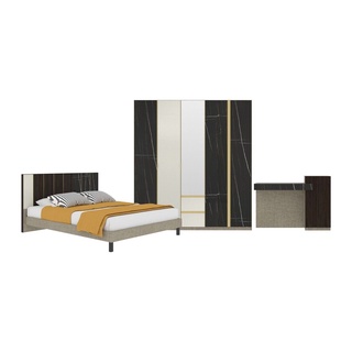 SB Design Square SB DESIGN SQUARE SB FURNITURE ชุดห้องนอน Aureus ขนาด 6 ฟุต สีดำ