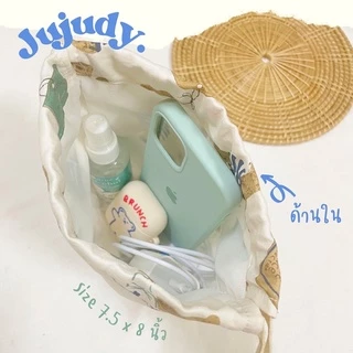 💓🧸พร้อมส่ง🧸💖กระเป๋าหูรูด ✨ถุงผ้าหูรูด มีซับใน ลายน่ารักๆ🫶🏻🐰✨🪴🩵Jujudy.shop