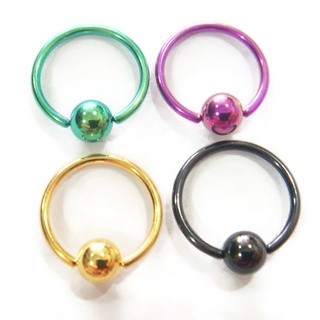 จิวห่วง จิวหู เจาะหู ขาย 1 ชิ้น หนา 1.2มิล CBR Stainless Steel Hoop Earrings Captive Bead Ring Nose Ear Tragus Piercings