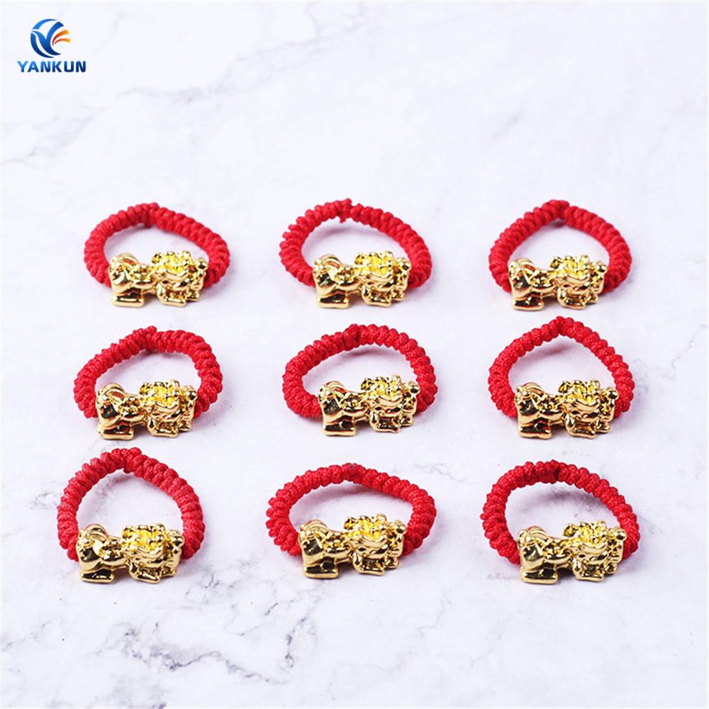 Gold-Plated Transfer Beads Red Rope Ring Accessories