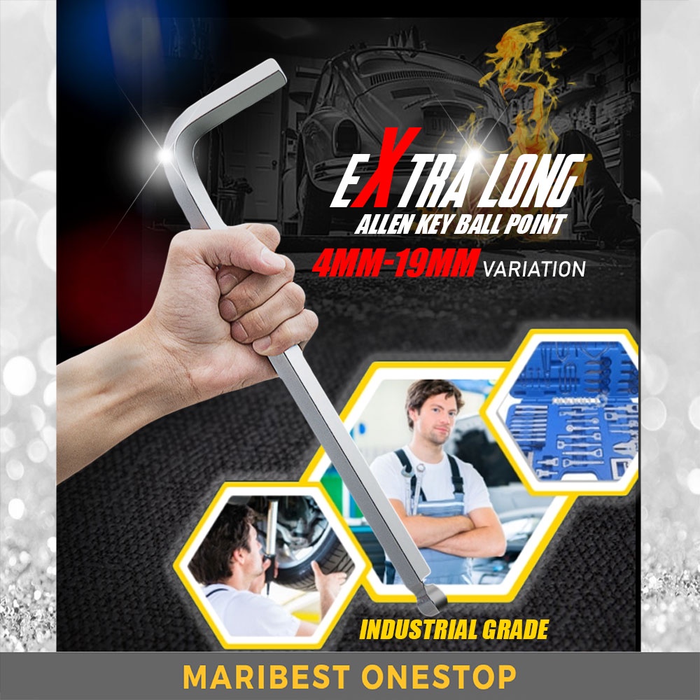 4MM - 14MM คุณภาพสูง Allen Key 1 ชิ้นขนาด CR-V EXTRA LONG BALL POINT END KUNCI ALLEN 六角手