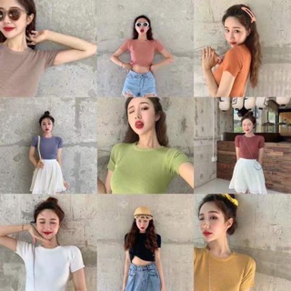 🍒เสื้อยืดคอกลมแขนสั้นผู้หญิง🍒✅✅สินค้าพร้อมส่ง เสื้อยืด เสื้อยืดแขนสั้น เสื้อยืดไหมพรมแขนสั้น เสื้อแฟชั่น เสื้อยืดคอกลม