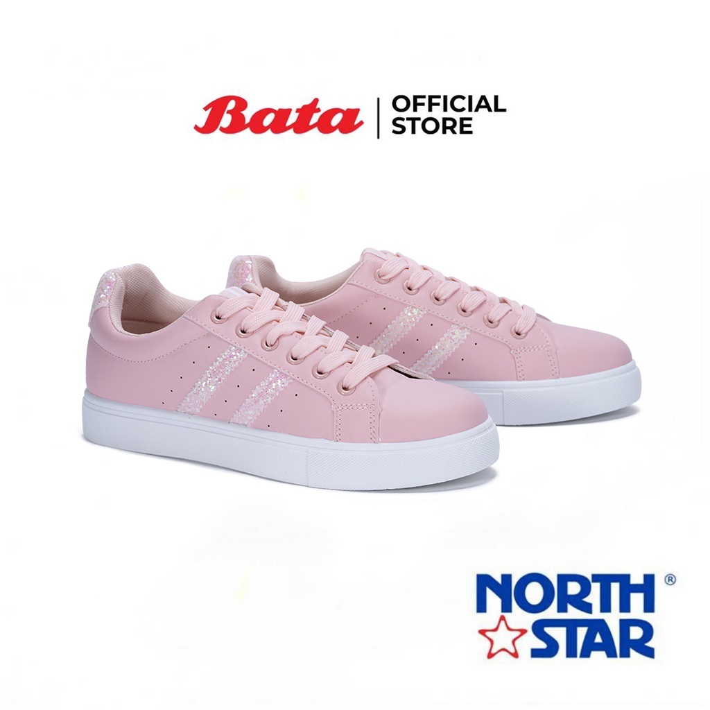 Bata บาจา ยี่ห้อ North Star รองเท้าผ้าใบแบบสวมผูกเชือก สนีคเกอร์แฟชั่น ตกแต่งด้วยกริชเตอร์สวยงาม สำหรับผู้หญิง รุ่น Alysa สีชมพู 5315006