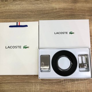 LACOSTE MENS REVERSIBLE LEATHER BELT ในเซทมีหัวเข็มขัด 2แบบ