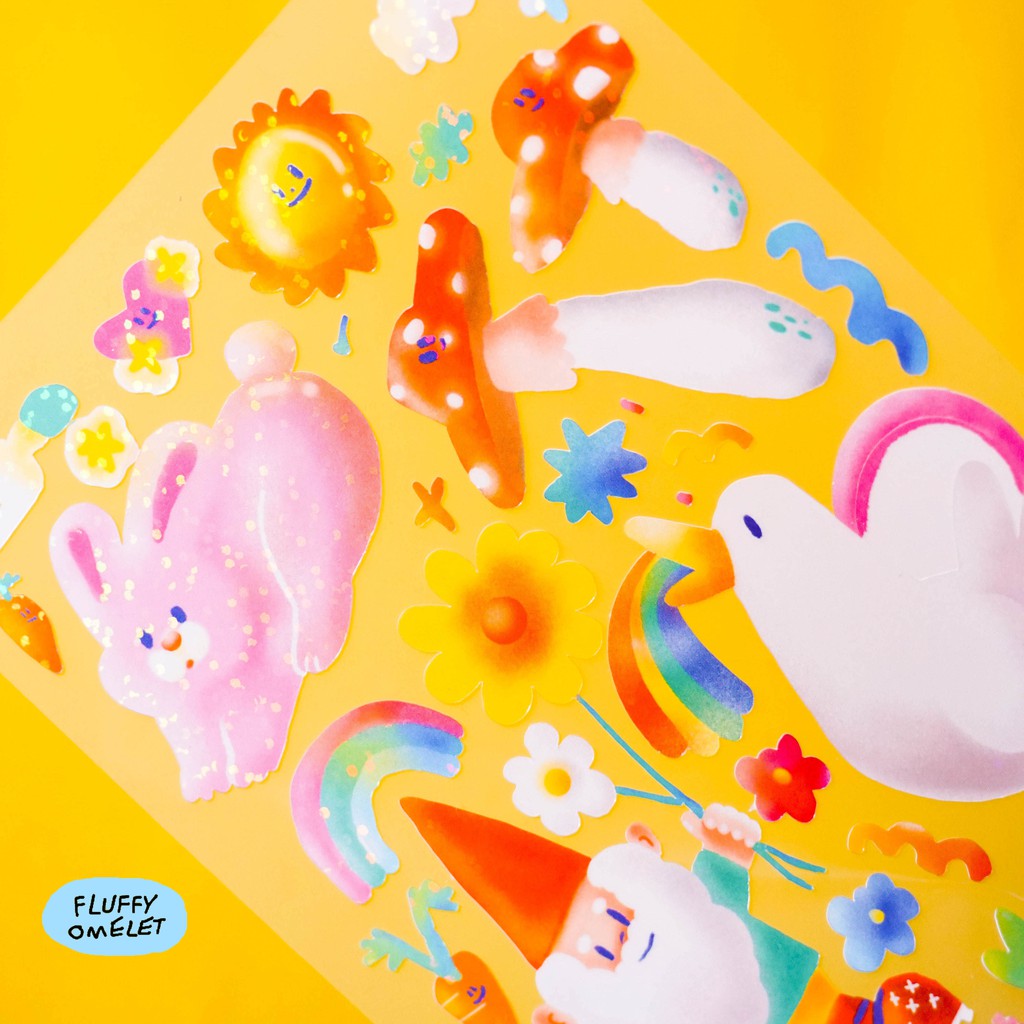 FLUFFY OMELET - GNOME N' FRDS STICKER A6