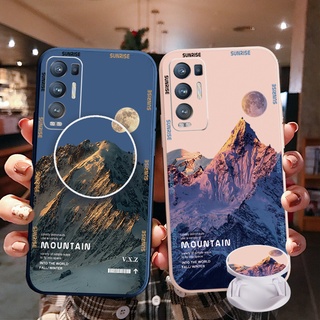 เคสโทรศัพท์มือถือ ขอบสี่เหลี่ยม ลายนักบินอวกาศ พร้อมแหวนขาตั้ง สําหรับ OPPO Reno6 Z 5G Reno 5 Pro 4 3 Reno2 Z F A95 5G A76 A96 4G Mini