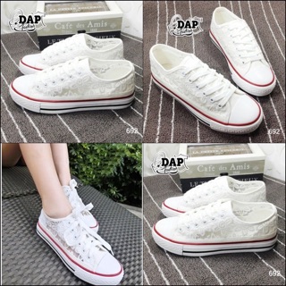 &gt;&gt; New Arrival &lt;&lt; #พร้อมส่งรองเท้าผ้าใบ # รองเท้าผ้าใบแฟชั่นสุดฮิต ลูกไม้ซีทรู  ดีไซน์สไตล์ Conveseใ