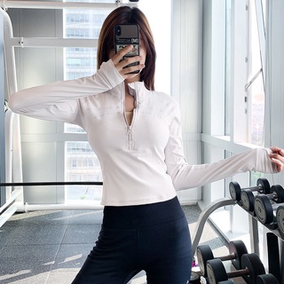 เสื้อแจ็คเก็ตแขนยาวแบบมีซิปเสื้อโยคะฟิตเนสแบบแห้งเร็วสําหรับ…