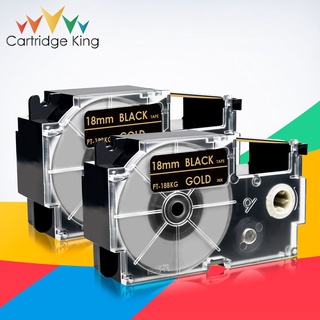 2PCS Compatible for XR-18BKG Casio Labels Tapes Gold on Black Maker KL-780 KL-820 KL-P1000 KL-130 KL-200 KL-200E KL-300