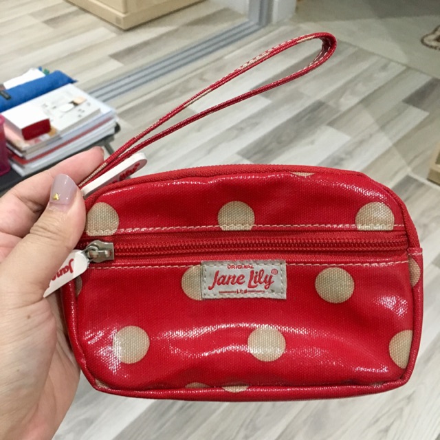 กระเป๋า jane lily ลายจุดสีแดง คล้องมือ