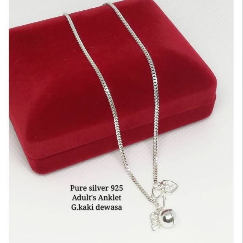 925 สร้อยข้อมือเงินสร้อยข้อเท้าสําหรับผู้หญิง Gelang Tangan Gelang Kaki Perak Tulen 925 เงินสร้อยข้อ