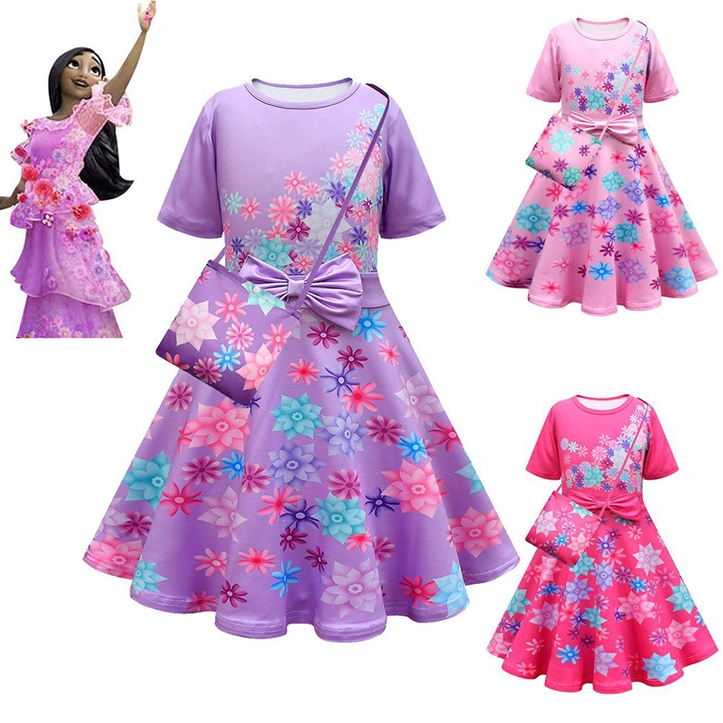 Encanto Isabela เด็กสาว Carnival วันเกิดสีม่วงสีชมพูชุดแฟนซี