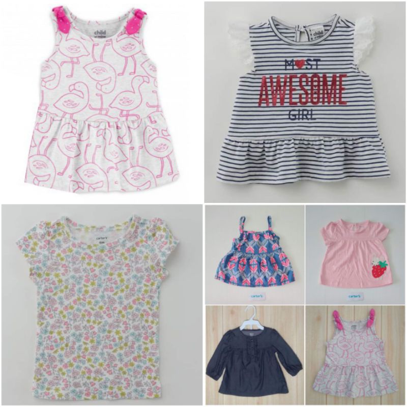 เสื้อเด็กผู้หญิง ขนาด 6-9 เดือน (9m) Carter's และแบรนด์ส่งออก มือ 1(ขีดป้าย, ตัดป้าย)